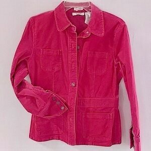 JONES SPORT Jacket Shirt Colorful Red Pink Light Corduroy Cotton Size Medium